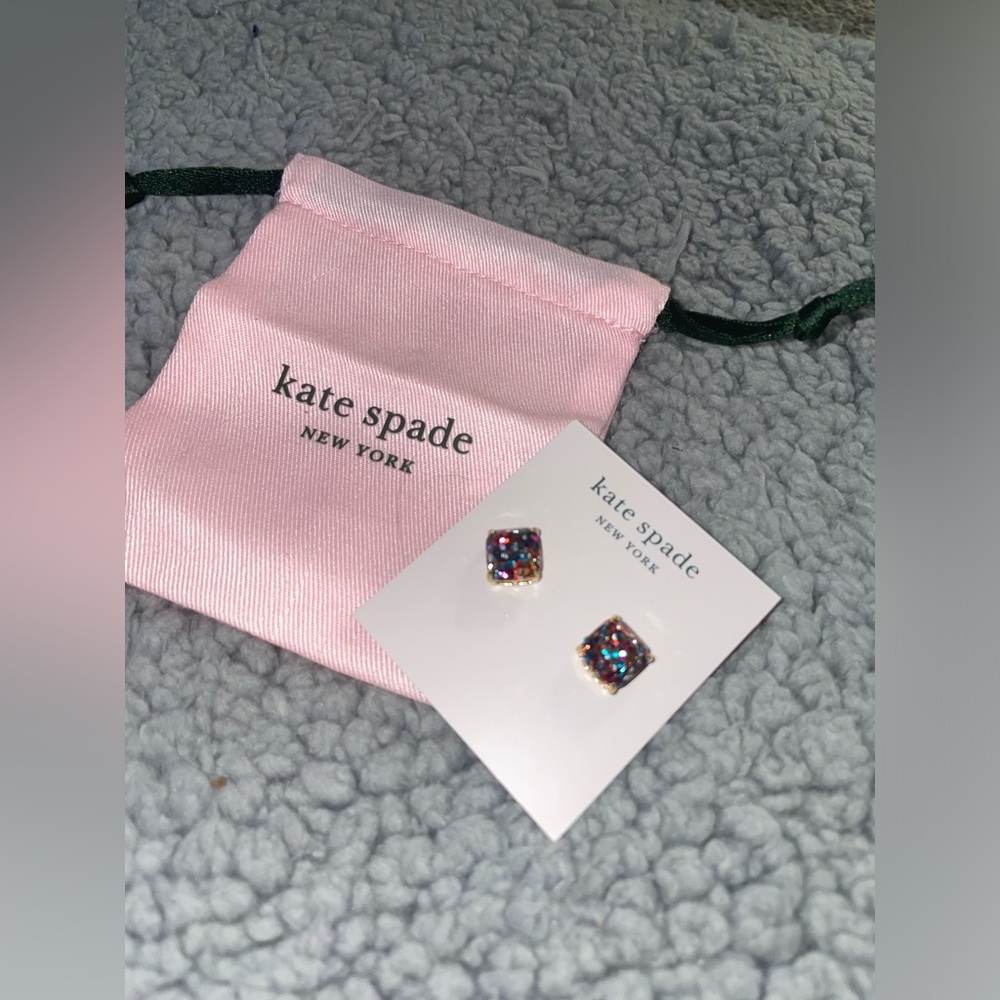 Kate spade multipcolor glitter stud earrings NEW with mini dust bag